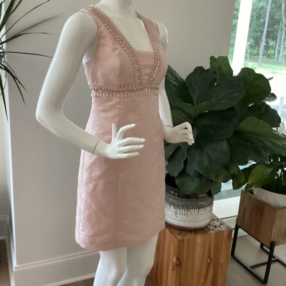 NEW LILLY PULITZER BLUSH PINK BEADS EMBELLISHED SPARKLY DRESS SZ 6 - Picture 6 of 16